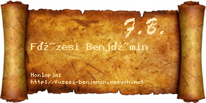 Füzesi Benjámin névjegykártya